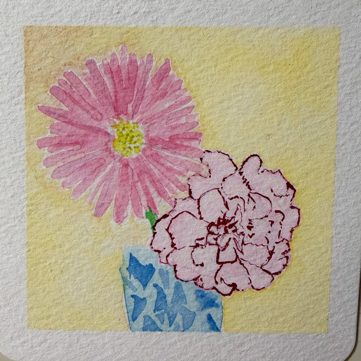 ピンクの花の水彩イラスト